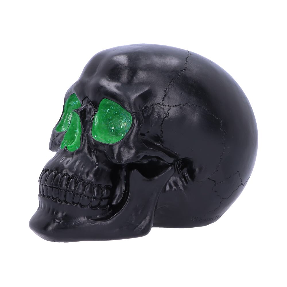 Geode Skull Black Green Gothic Glitter Skull Figurine - Figures & Collectables at Gift Moments