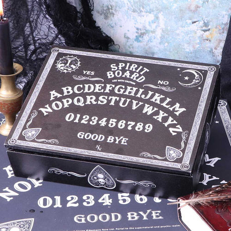 Black and White Spirit Board and Planchette Jewellery Storage Box with Mirror - Boxes at Gift Moments