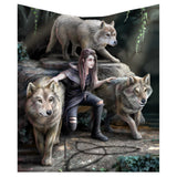 Anne Stokes Power of Three Wolf Guardian Throw Blanket Default Title - Throws at Gift Moments