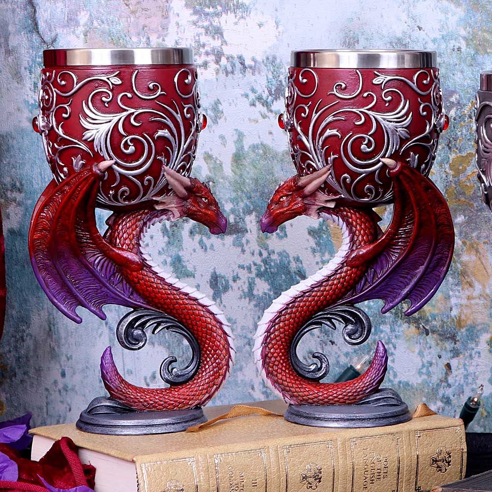 Dragons Devotion Twin Dragon Heart Set of Two Goblets - Goblets & Chalices at Gift Moments