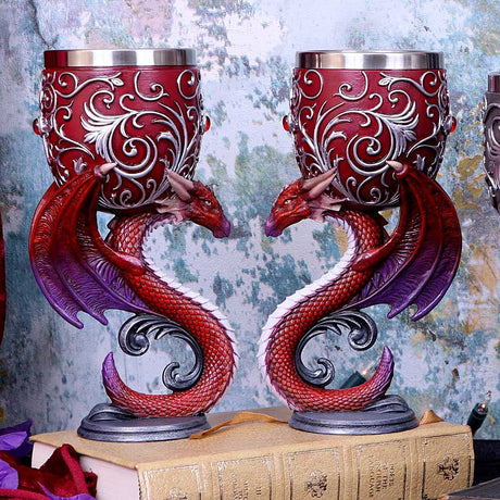 Dragons Devotion Twin Dragon Heart Set of Two Goblets - Goblets & Chalices at Gift Moments