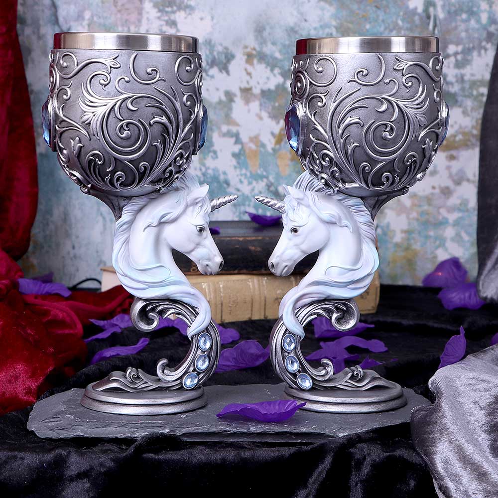 Enchanted Hearts Twin Unicorn Heart Set of Two Goblets - Goblets & Chalices at Gift Moments