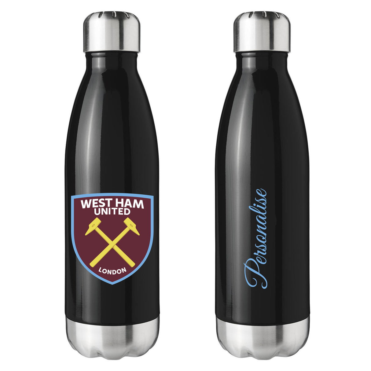 Personalised West Ham United FC Crest Black Insulated Water Bottle - Water Bottles at Gift Moments