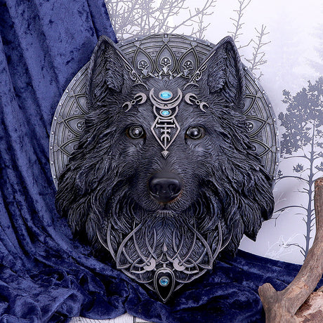 Dark Gothic Magical Wolf Moon Wall Hanging Plaque - Wall Hanging Sculptures at Gift Moments