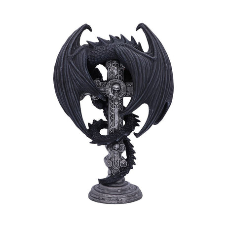 Anne Stokes Gothic Guardian Dragon Cross Candle Holder 26.5cm, Black - Candles & Holders at Gift Moments