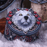 Lisa Parker Guardian of the Fall White Autumn Wolf Trinket Box - Boxes at Gift Moments