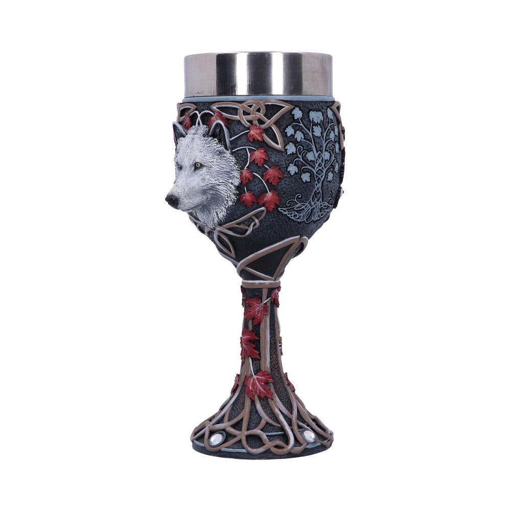 Lisa Parker Guardian of the Fall White Autumn Wolf Goblet - Goblets & Chalices at Gift Moments