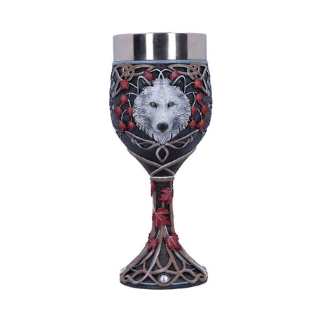 Lisa Parker Guardian of the Fall White Autumn Wolf Goblet - Goblets & Chalices at Gift Moments