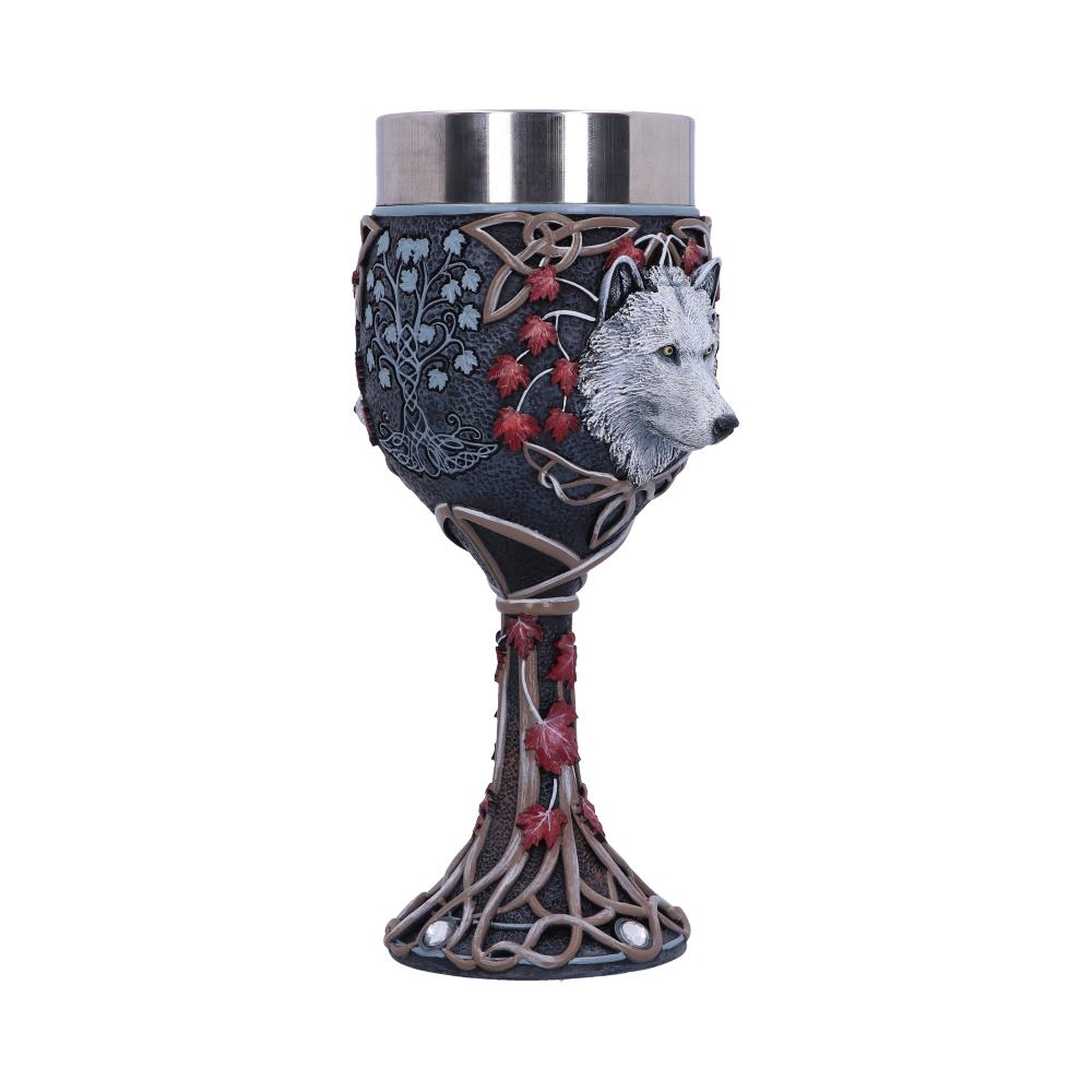 Lisa Parker Guardian of the Fall White Autumn Wolf Goblet - Goblets & Chalices at Gift Moments