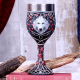 Lisa Parker Guardian of the Fall White Autumn Wolf Goblet - Goblets & Chalices at Gift Moments