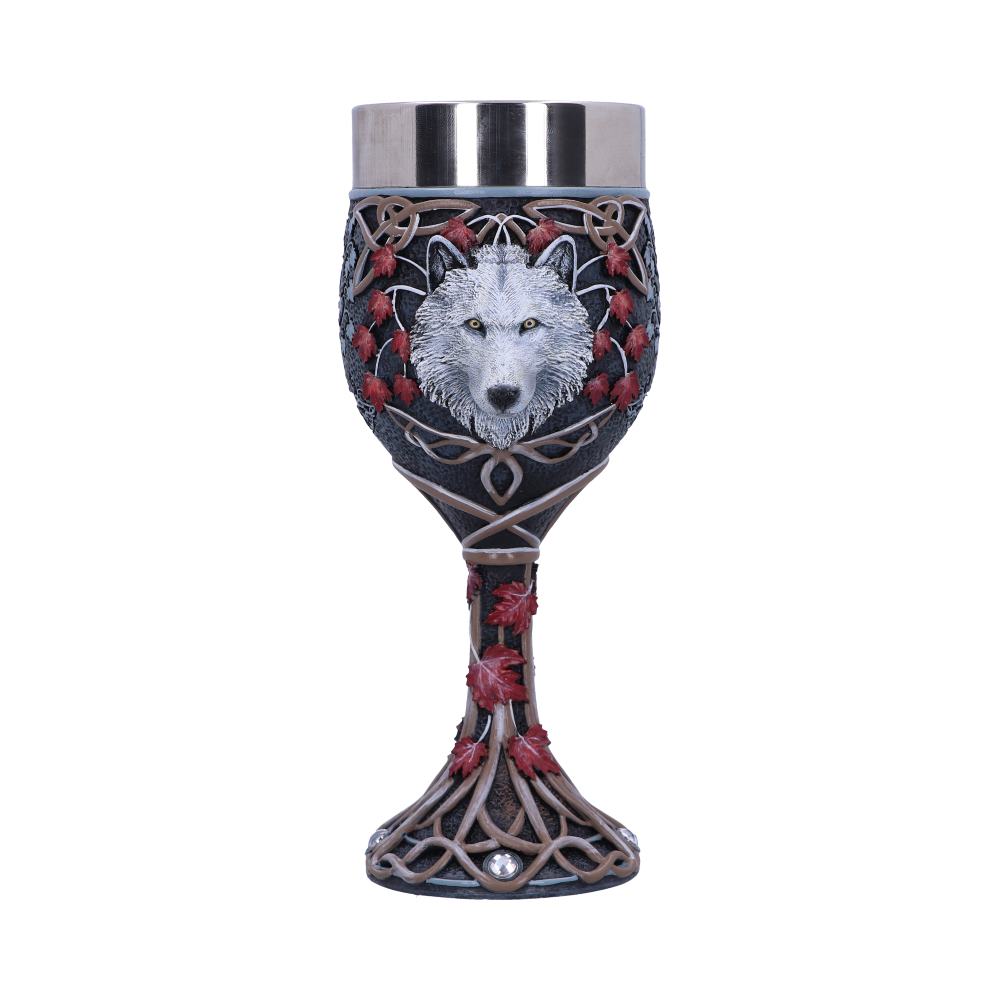 Lisa Parker Guardian of the Fall White Autumn Wolf Goblet Default Title - Goblets & Chalices at Gift Moments