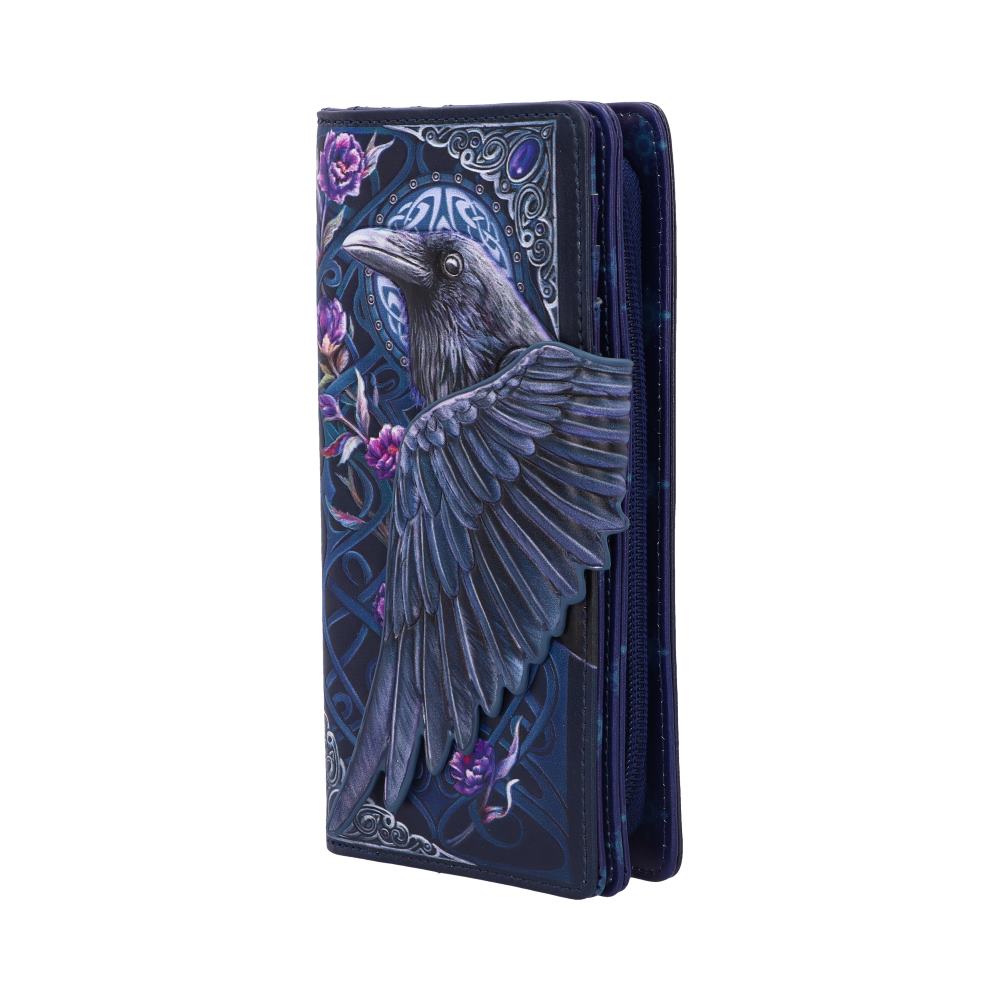 Ravens Flight Black Wing Floral Embossed Purse Wallet - Purses at Gift Moments