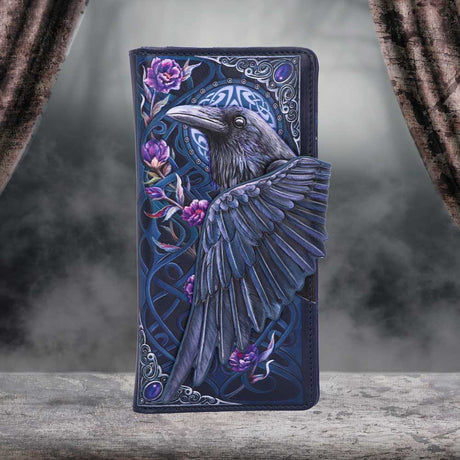 Ravens Flight Black Wing Floral Embossed Purse Wallet - Purses at Gift Moments