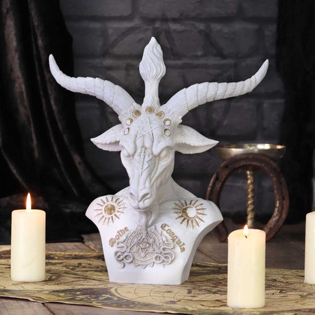 White Baphomet Bust 33.5cm - Figures & Collectables at Gift Moments