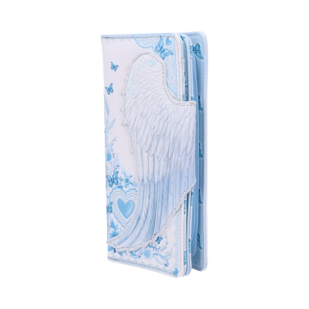 White Angel Wings Embossed Purse 18.5cm - Purses at Gift Moments