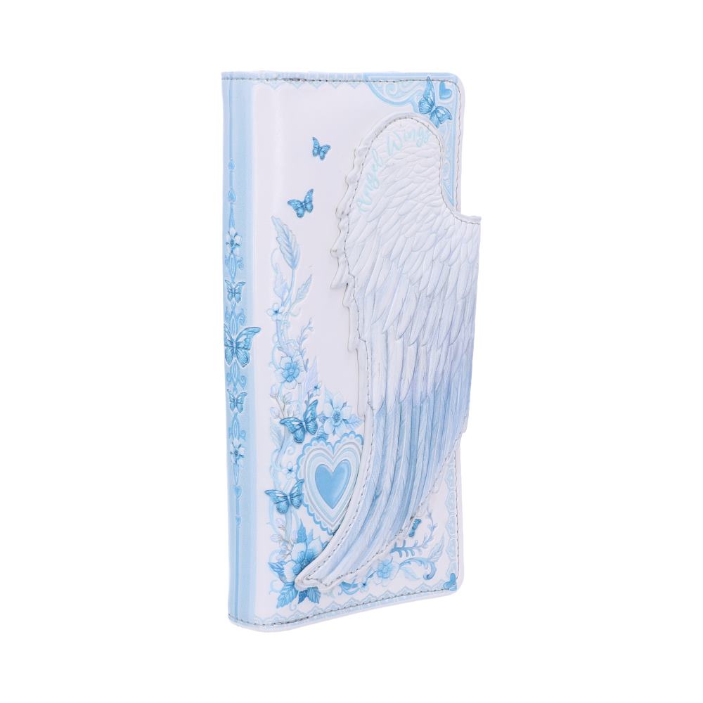 White Angel Wings Embossed Purse 18.5cm - Purses at Gift Moments