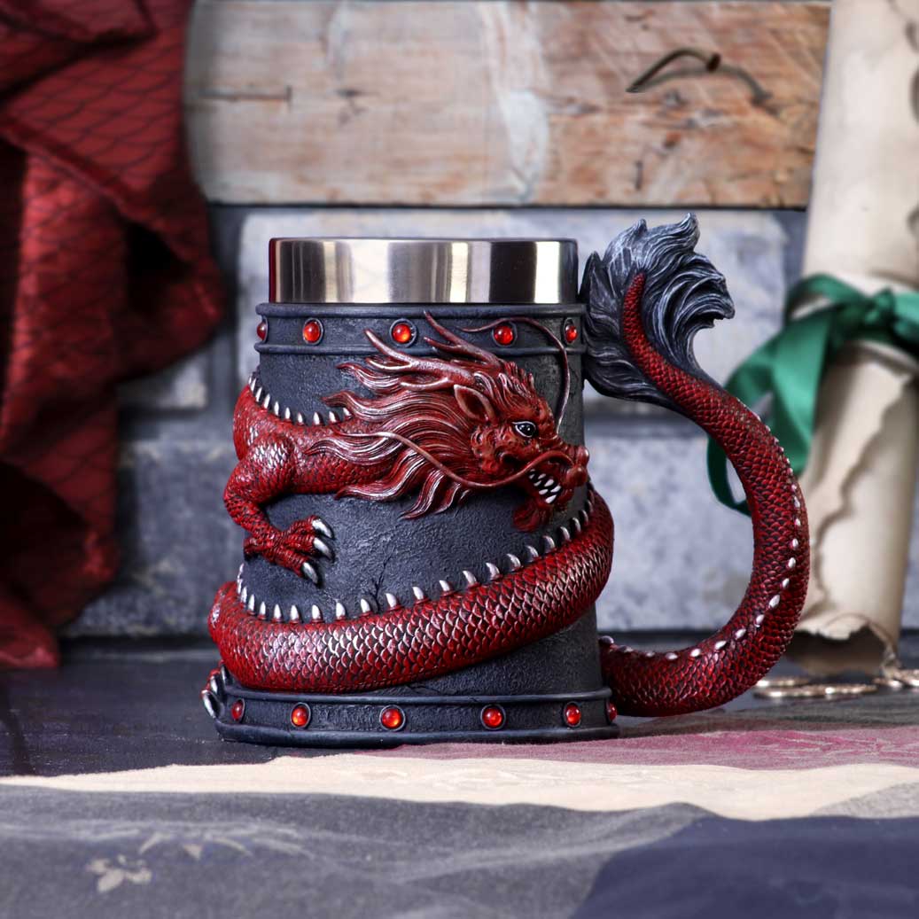 Dragon Coil Tankard Red 16cm - Tankards at Gift Moments