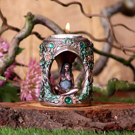 Bronze Mother Earth Tea Light Holder 7cm - Candles & Holders at Gift Moments