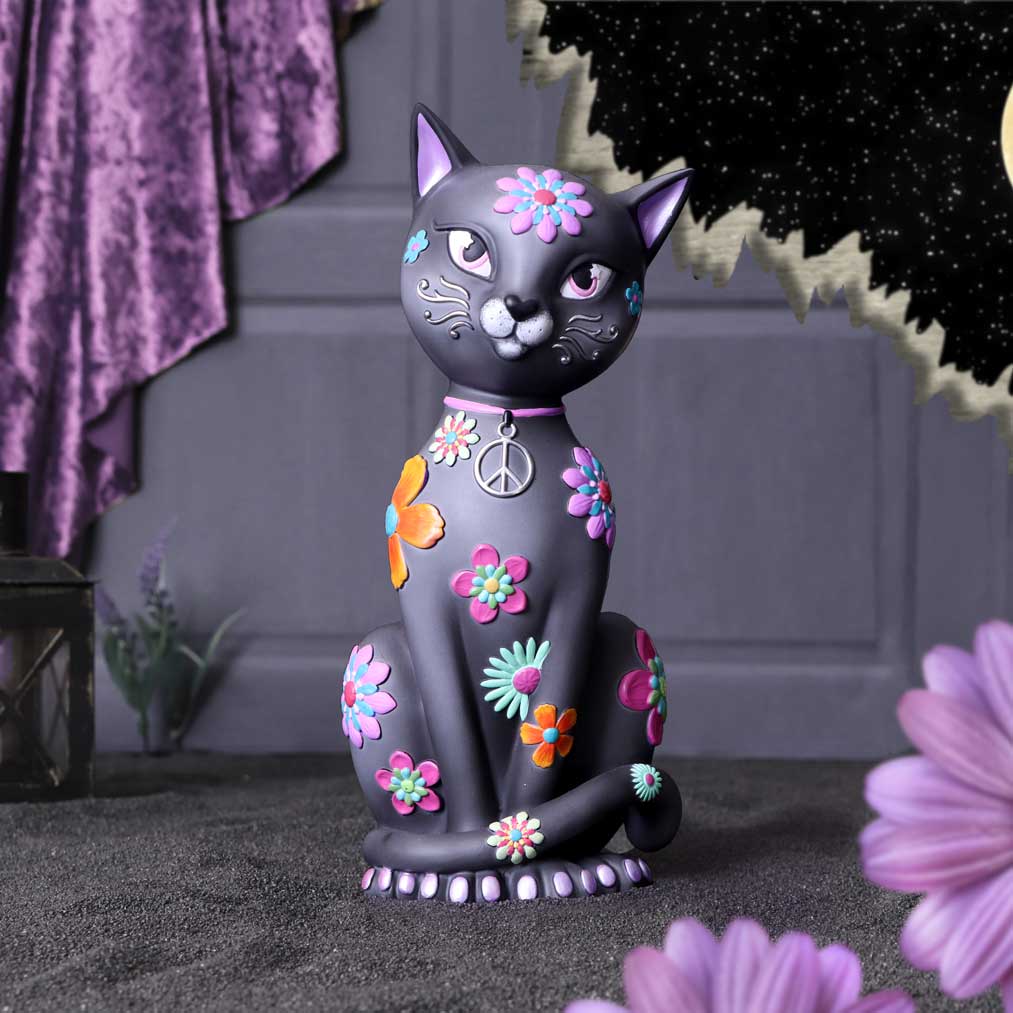 Hippy Kitty Black Cat Ornament 26cm - Figures & Collectables at Gift Moments