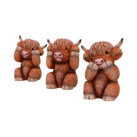 Three Wise Highland Cow Figurines 9.6cm - Figures & Collectables at Gift Moments