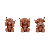 Three Wise Highland Cow Figurines 9.6cm Default Title - Figures & Collectables at Gift Moments