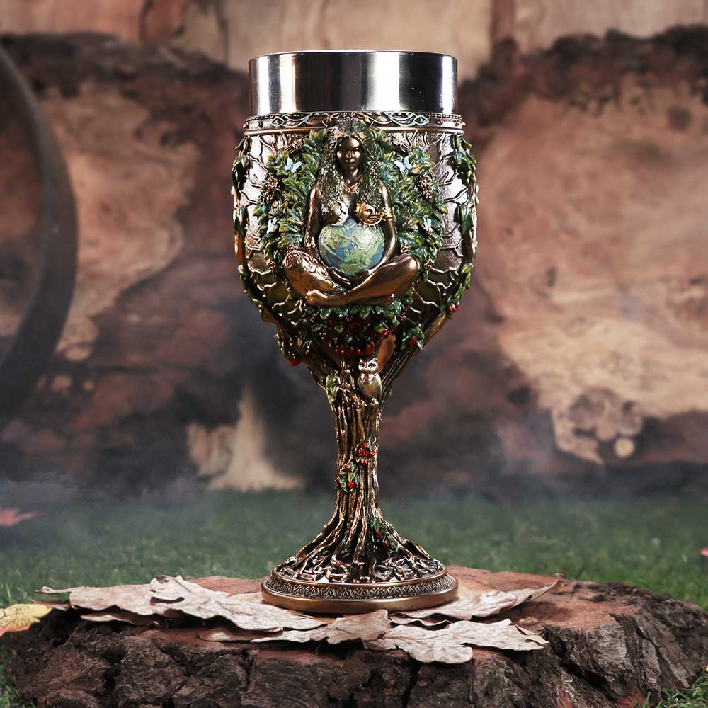 Bronze Mother Earth Goblet 20cm - Goblets & Chalices at Gift Moments