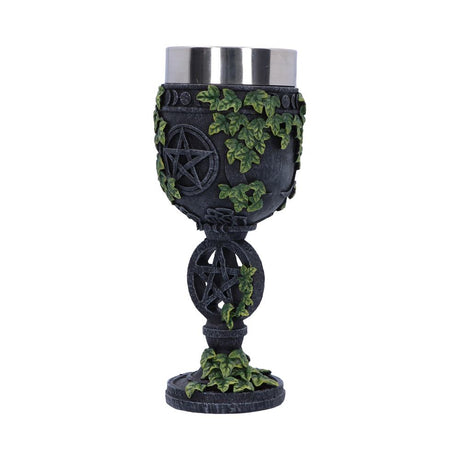 Aged Wiccan Pentagram Goblet 19.5cm - Goblets & Chalices at Gift Moments