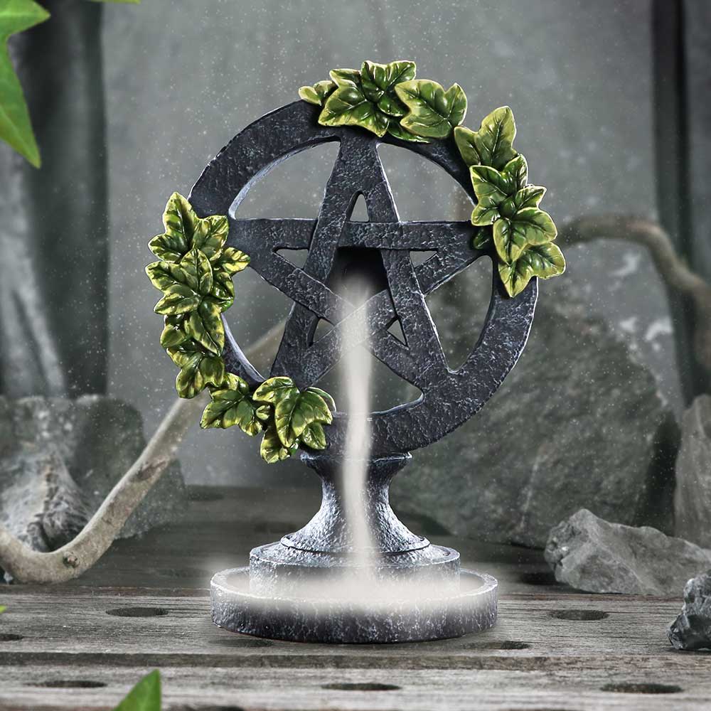 Aged Wiccan Pentagram Backflow Incense Burner 19cm - Incense Holders at Gift Moments