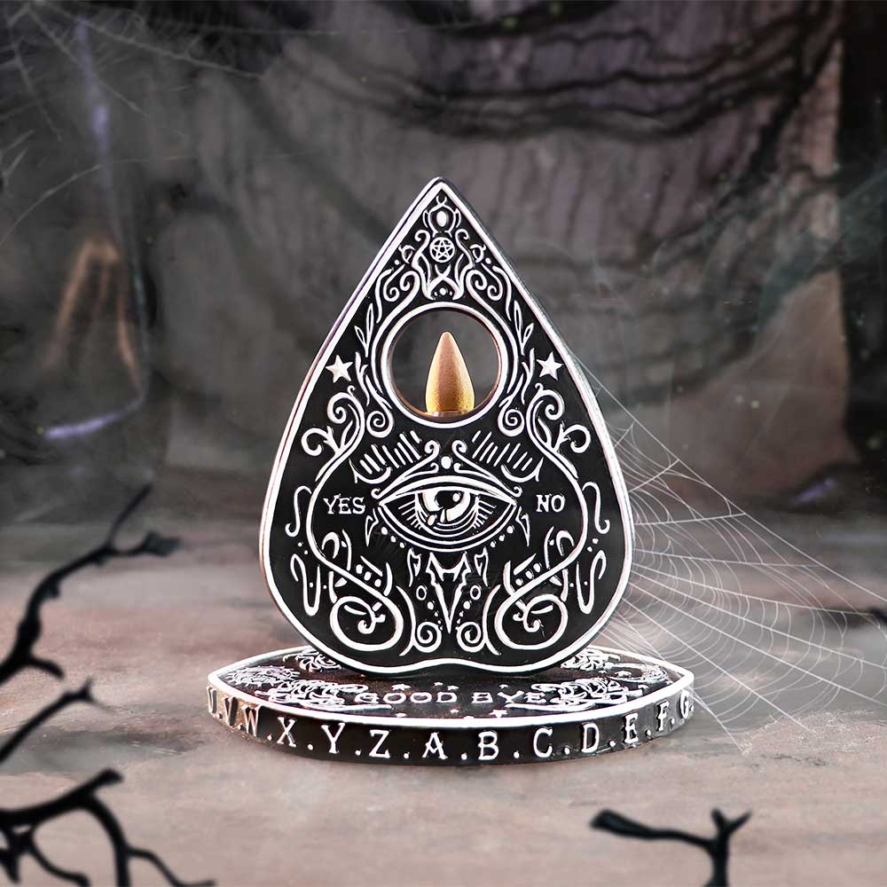 Black and White Spirit Board Planchette Backflow Incense Burner 15cm - Incense Holders at Gift Moments