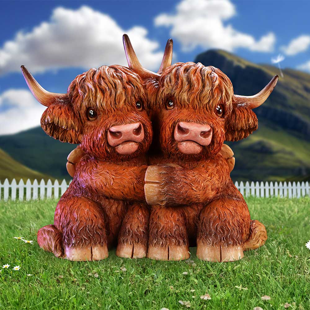 Highland Cow Hug Figurine - Figures & Collectables at Gift Moments