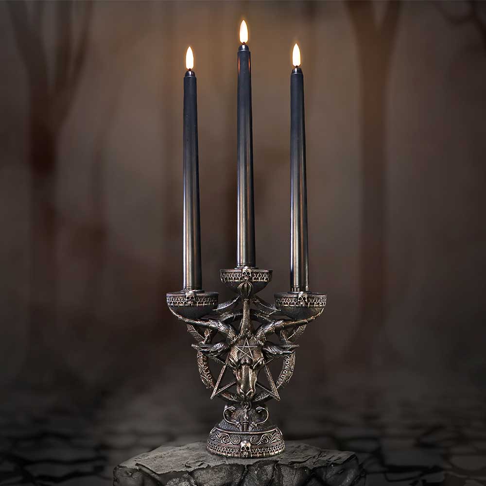 Baphomet's Radiance Candelabra with LED Candles - Candles & Holders at Gift Moments