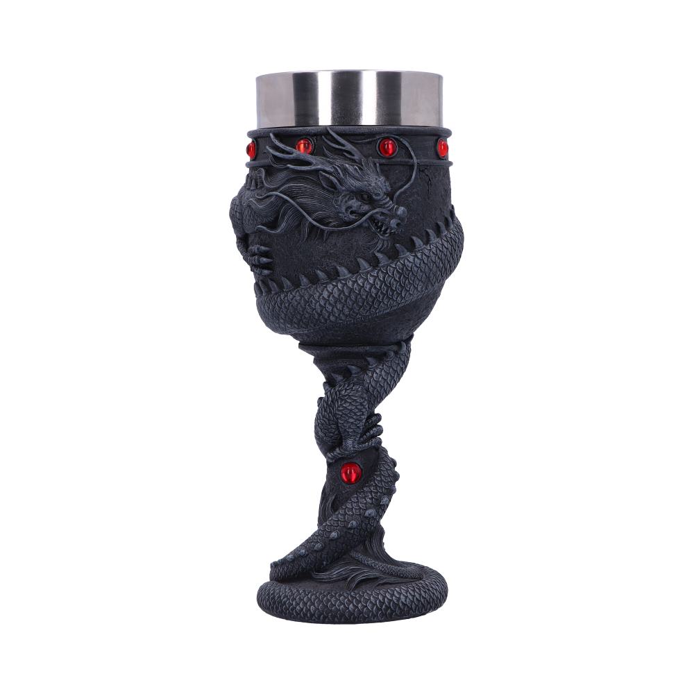 Black Chinese Dragon Coil Goblet Wine Glass: 2 - Goblets & Chalices By NN Designs