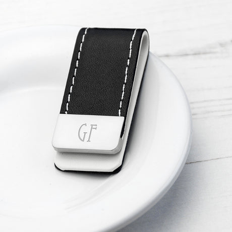 Personalised Black Leather Money Clip - Wallets & Money Clips at Gift Moments