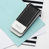 Personalised Black Leather Money Clip Serif Font - Wallets & Money Clips at Gift Moments