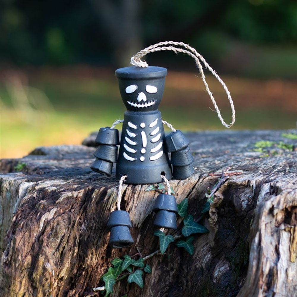 Black Skeleton Terracotta Pot Man: 1 - Garden Ornaments By Gift Moments