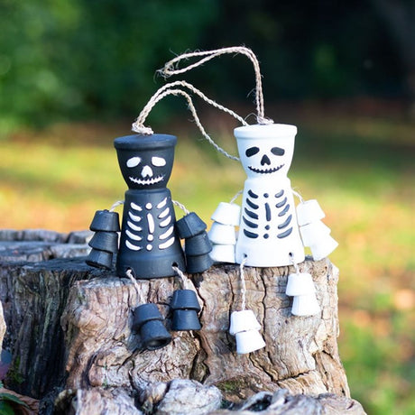 Black Skeleton Terracotta Hanging Garden Decoration: 3 - Garden Ornaments By Gift Moments