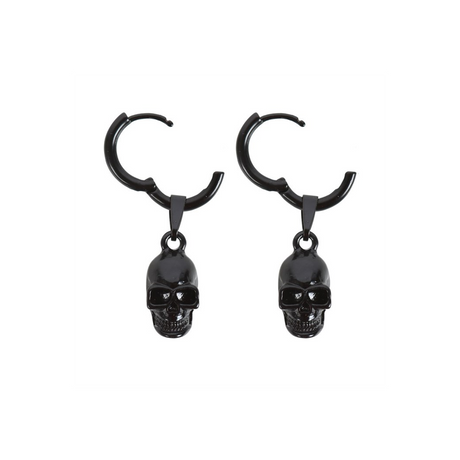 Black Stainless Steel Skull Charm Earrings: 3 - By Gift Moments