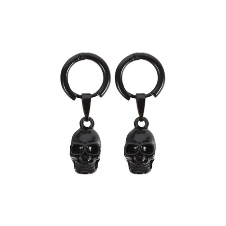 Black Stainless Steel Skull Charm Earrings: 2 - By Gift Moments