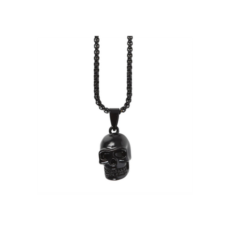 Black Stainless Steel Skull Pendant Necklace: 3 - Necklaces By Gift Moments