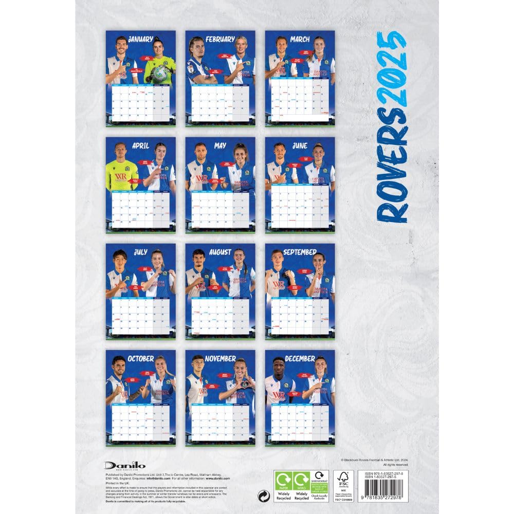 Blackburn Rovers FC 2025 A3 Wall Calendar: 4 - Calendars & Planners By Blackburn Rovers