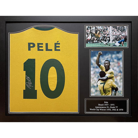 Framed Pele Signed Brasil 1970 Shirt: 1 - Signed Memorabilia By Brazil