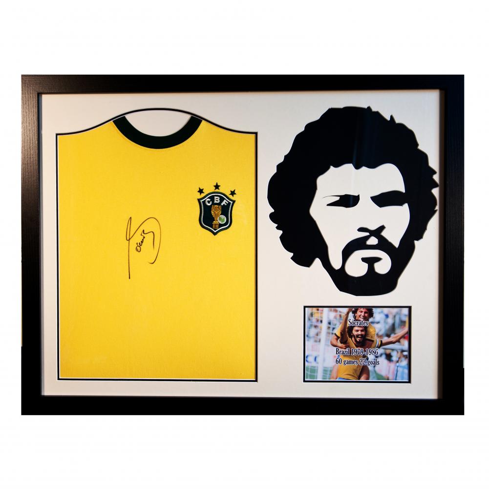 Socrates Signed Brazil 1982 Replica Shirt: 1 - Signed Memorabilia By Brazil