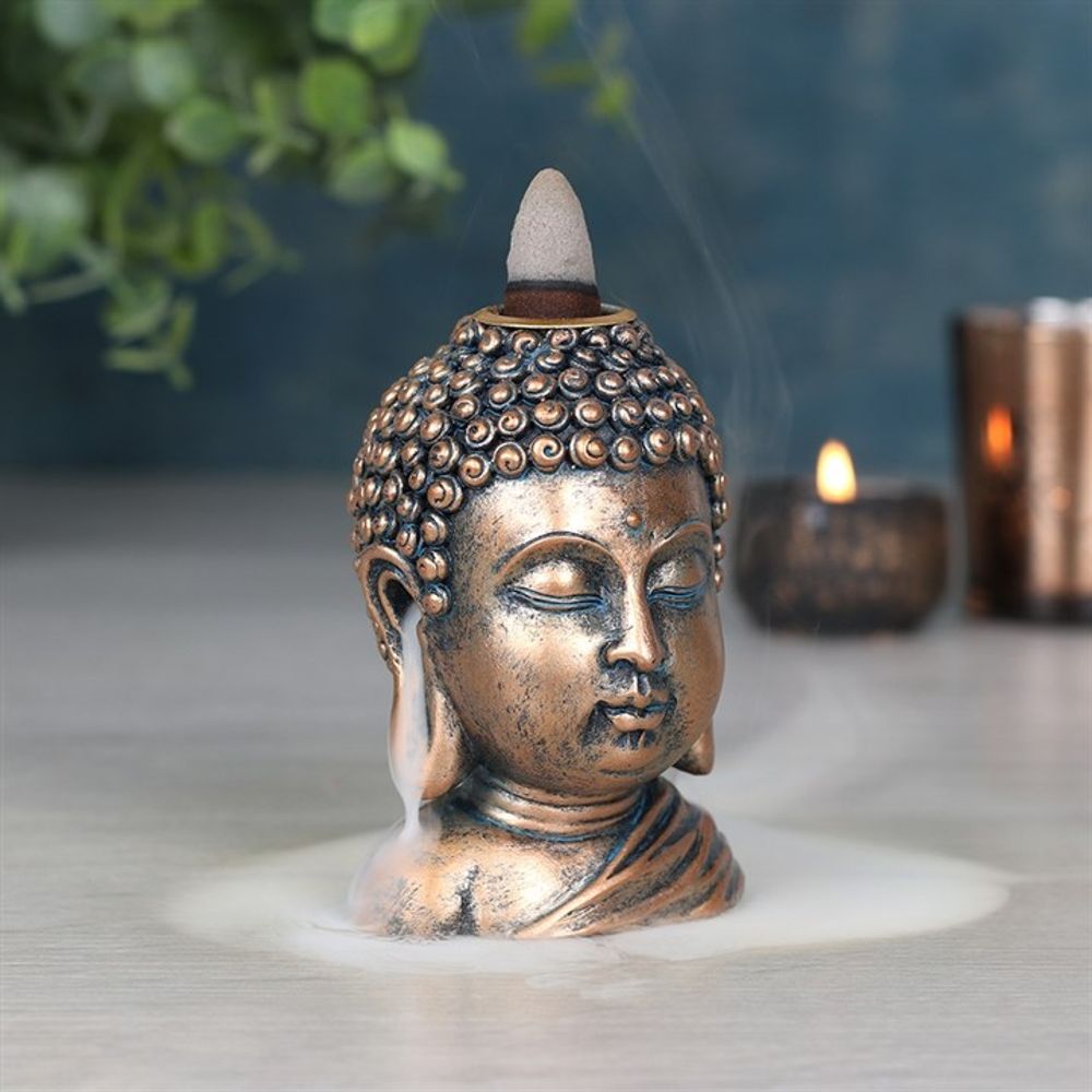 Bronze Buddha Head Backflow Incense Burner: 1 - Oil & Wax Burners By Gift Moments