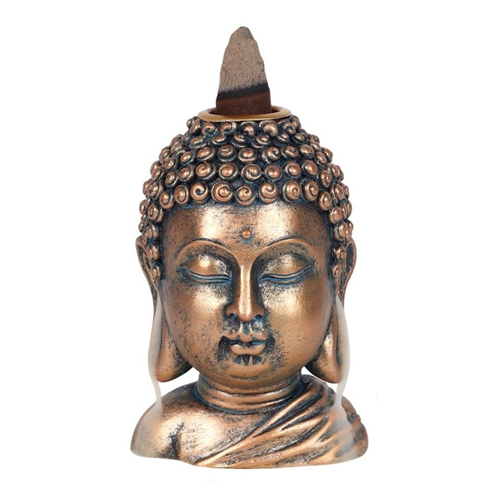 Bronze Buddha Head Backflow Incense Burner: 2 - Oil & Wax Burners By Gift Moments