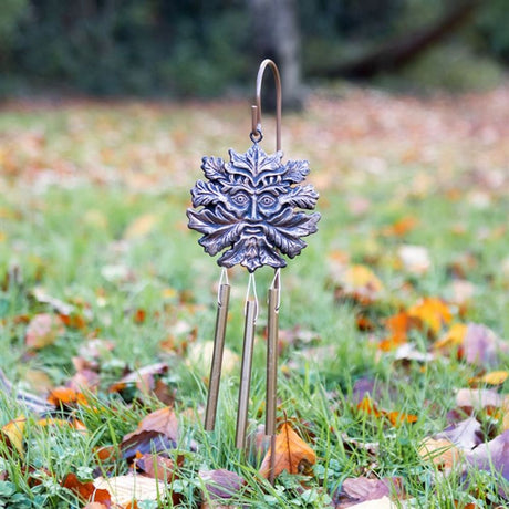 Bronze Effect Green Man Windchime Stake: 1 - Wind Chimes By Gift Moments