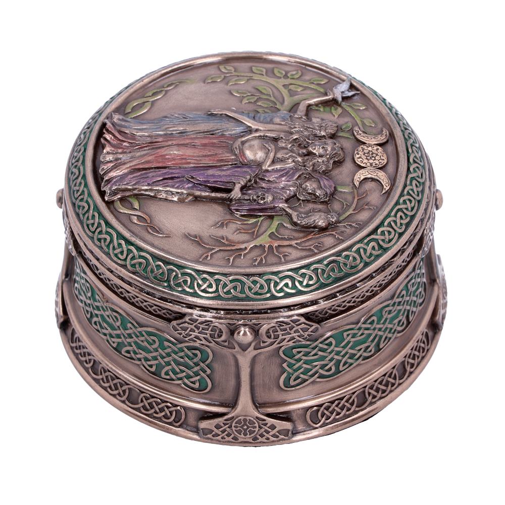 Bronze Maiden Mother Crone Triple Moon Pagan Trinket Box: 3 - Boxes By Gift Moments