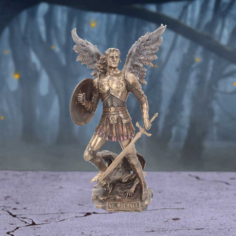 Bronzed Archangel Michael Religious Figurine 33cm: 1 - Figures & Collectables By Gift Moments