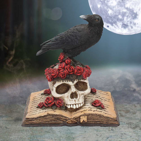 Heartaches Reflection Raven Figurine Skull Rose Valentine Ornament - Figurines Medium (15-29cm) at Gift Moments