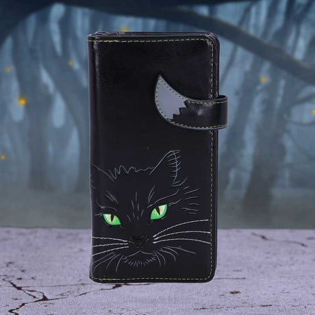 Black Lucky Cat Purse Embossed Eye Tail Wallet - Purses at Gift Moments