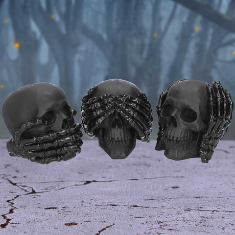 Dark See No, Hear No, Speak No Evil Skull Figures Ornaments - Figurines Small (Under 15cm) at Gift Moments